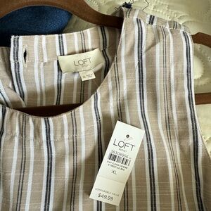 LOFT Tan and Black Striped Crop Top